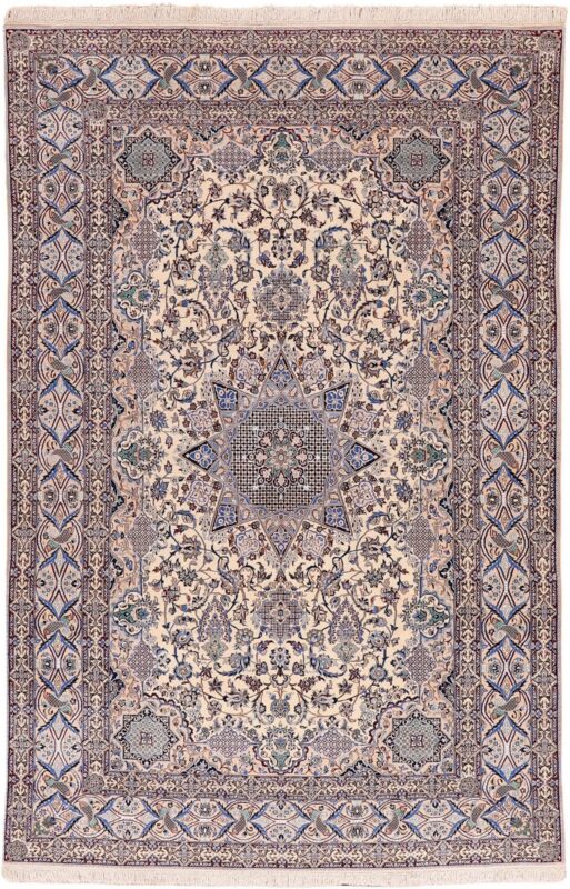 Nain Persian Rug 200 × 303 cm, Wool and Silk, hand-knotted Nain Persian Rug 200 × 303 cm, Wool and Silk, hand-knotted