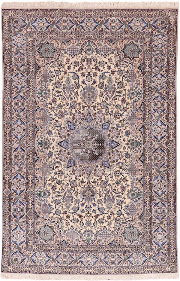 Nain Persian Rug 200 × 303 cm, Wool and Silk, hand-knotted Nain Persian Rug 200 × 303 cm, Wool and Silk, hand-knotted