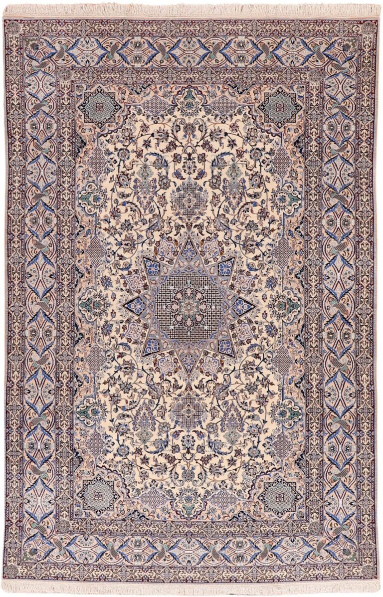 Nain Persian Rug 200 × 303 cm, Wool and Silk, hand-knotted