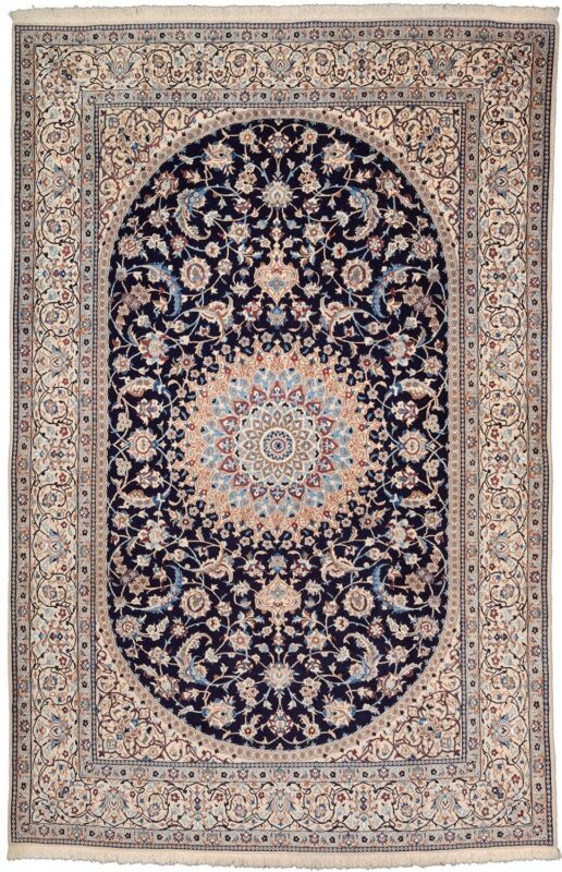 Nain Persian Rug 206 × 312 cm, Wool and Silk, hand-knotted