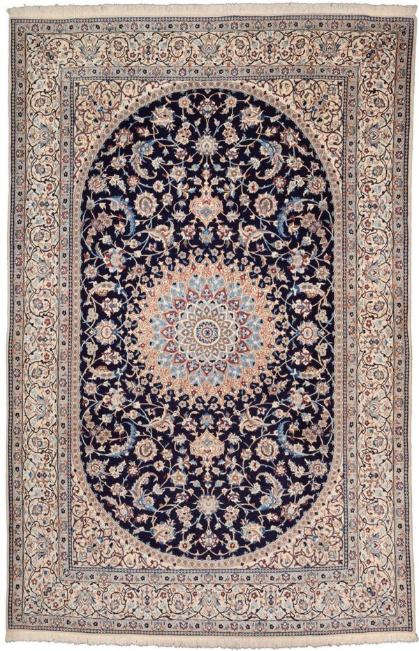 Nain Persian Rug 206 × 312 cm, Wool and Silk, hand-knotted