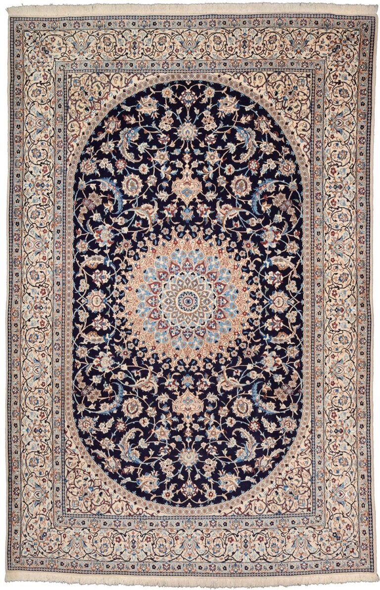 Nain Persian Rug 206 × 312 cm, Wool and Silk, hand-knotted