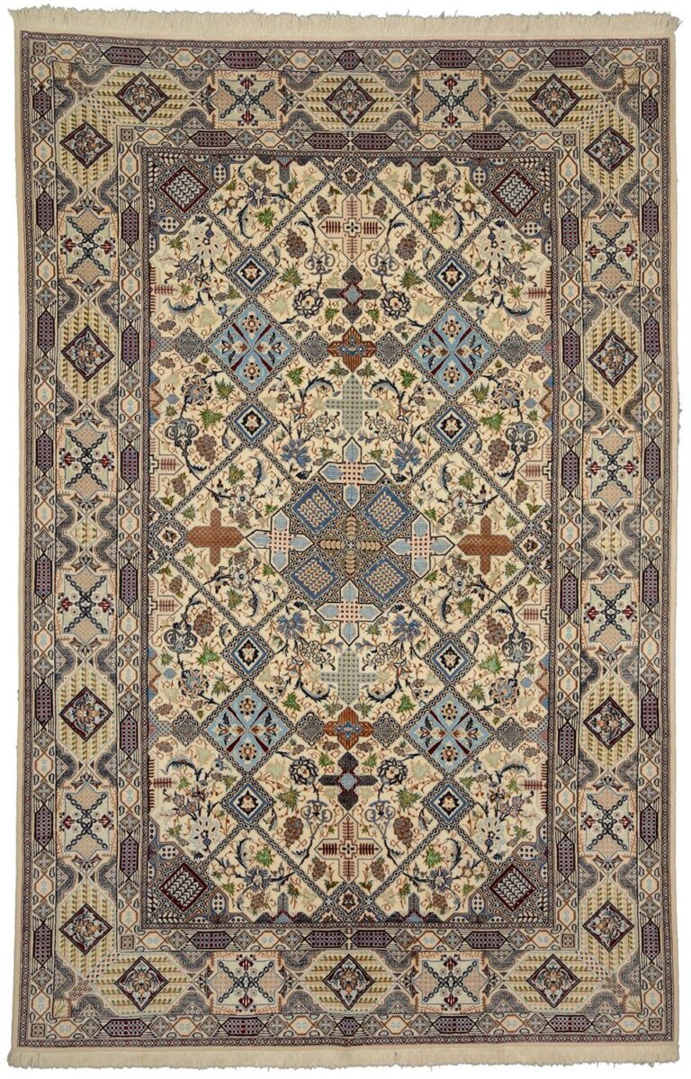 Nain Persian Rug 212 × 330 cm, Wool and Silk, hand-knotted