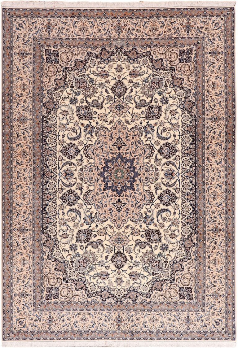 Nain Persian Rug 224 × 317 cm, Wool and Silk, hand-knotted