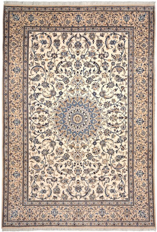 Nain Persian Rug 242 × 363 cm, Wool and Silk, hand-knotted