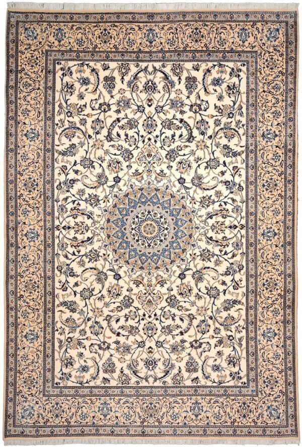 Nain Persian Rug 242 × 363 cm, Wool and Silk, hand-knotted