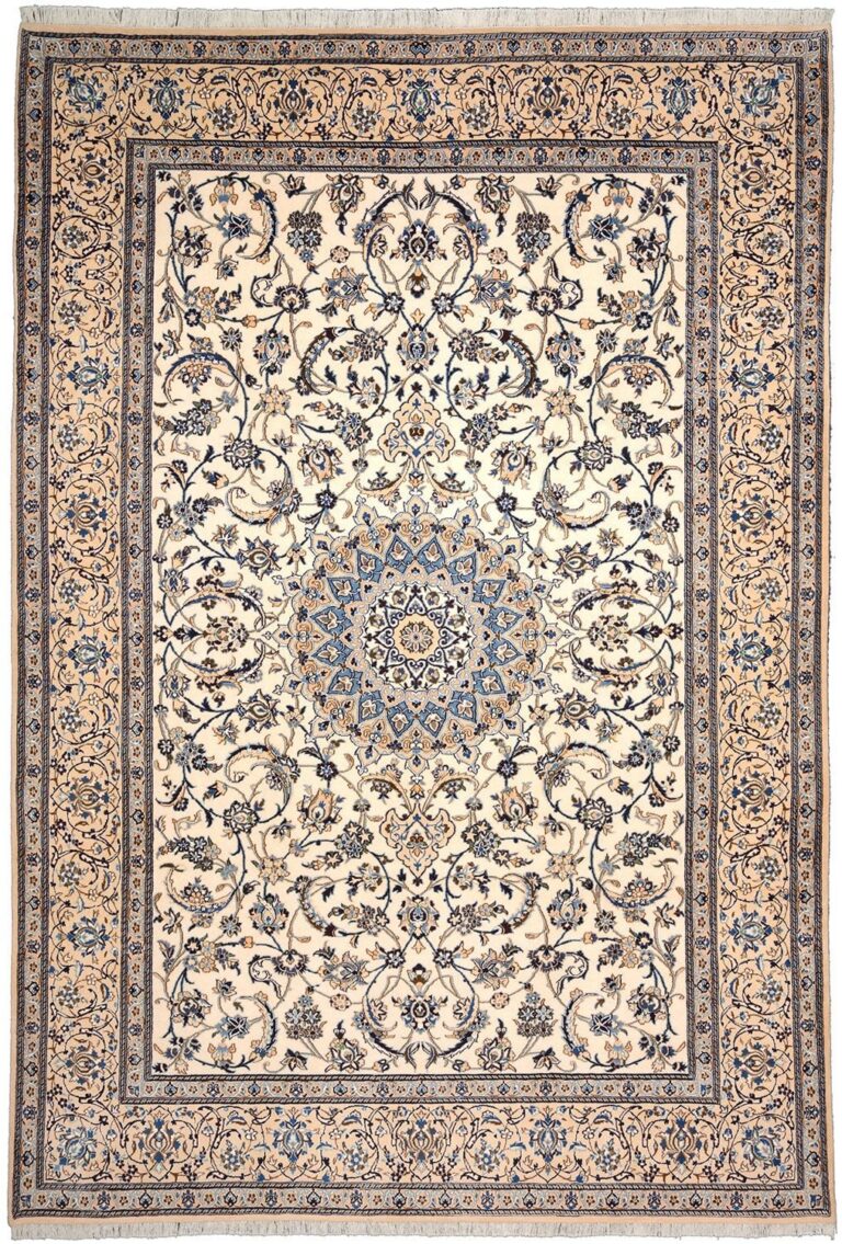 Nain Persian Rug 242 × 363 cm, Wool and Silk, hand-knotted