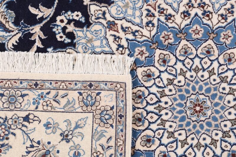 Nain Persian Rug 248 × 304 cm, Wool and Silk, Blue/Turquoise, hand-knotted — view 7