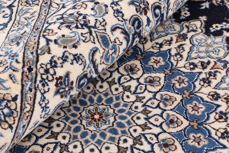 Nain Persian Rug 248 × 304 cm, Wool and Silk, Blue/Turquoise, hand-knotted — view 8
