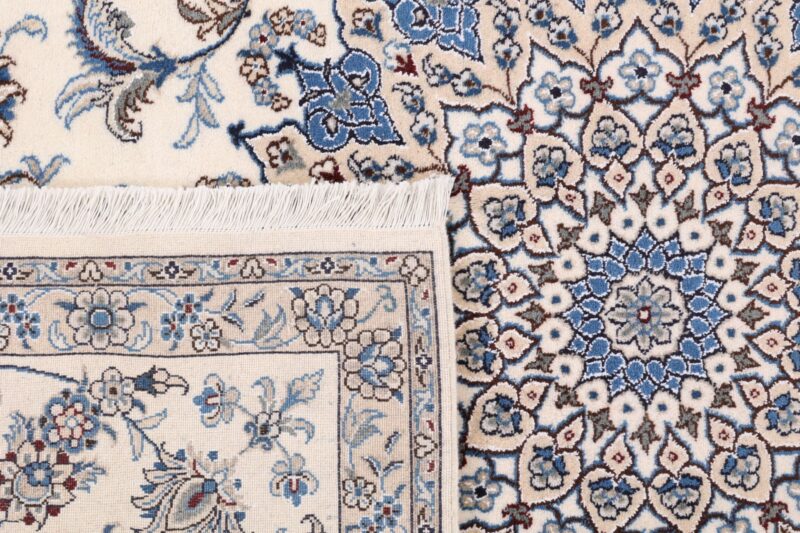 Nain Persian Rug 248 × 304 cm, Wool and Silk, Blue/Turquoise, hand-knotted — view 7
