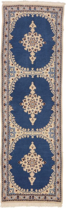 Nain Persian Rug 60 × 190 cm, Wool and Silk, hand-knotted