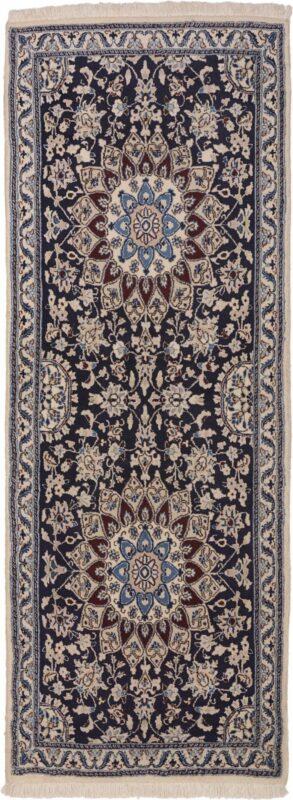 Nain Persian Rug 78 × 212 cm, Wool and Silk, hand-knotted