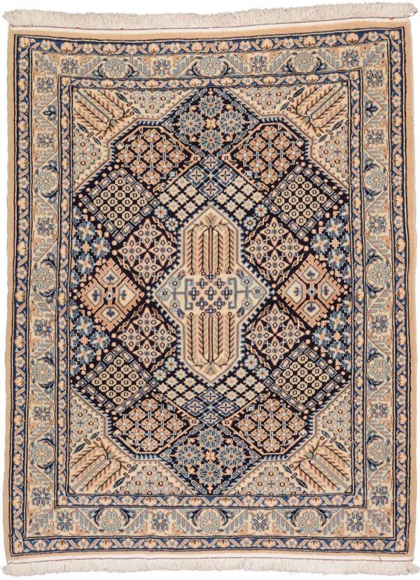 Nain Persian Rug 90 × 114 cm, Wool and Silk, hand-knotted Nain Persian Rug 90 × 114 cm, Wool and Silk, hand-knotted