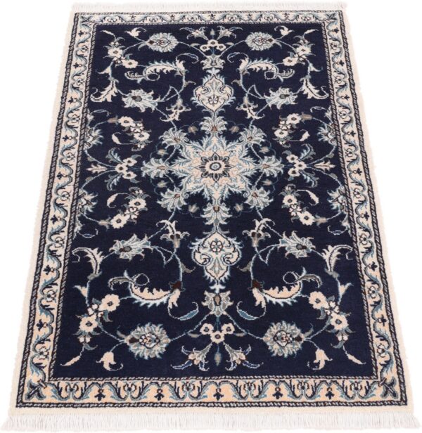 Nain Persian Rug 90 × 140 cm, Wool and Silk, Blue/Turquoise, hand-knotted — view 2