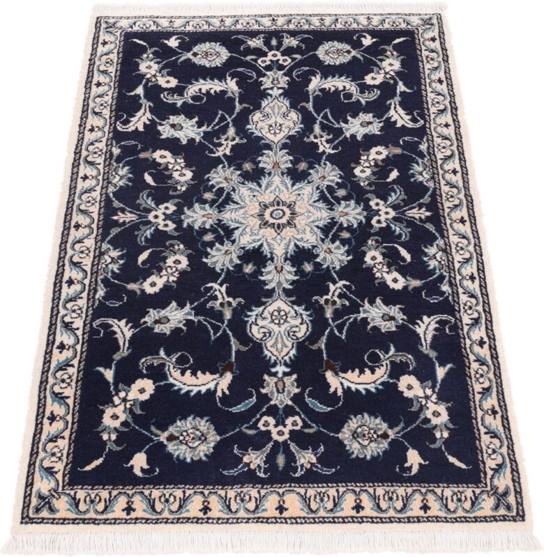 Nain Persian Rug 90 × 140 cm, Wool and Silk, Blue/Turquoise, hand-knotted — view 2
