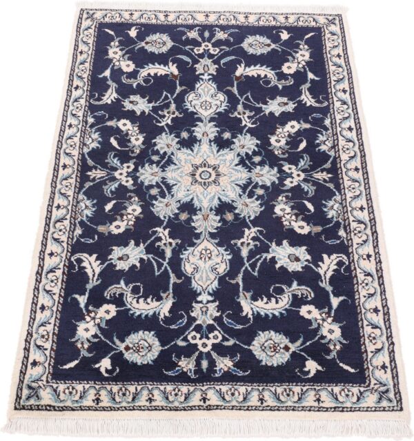 Nain Persian Rug 90 × 140 cm, Wool and Silk, Blue/Turquoise, hand-knotted — view 3