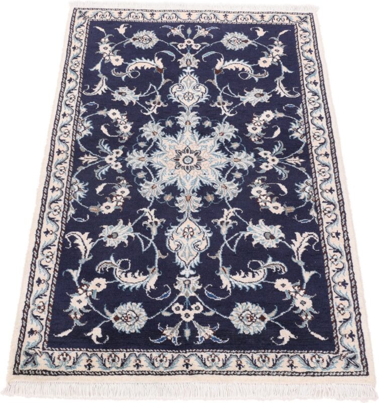 Nain Persian Rug 90 × 140 cm, Wool and Silk, Blue/Turquoise, hand-knotted — view 3