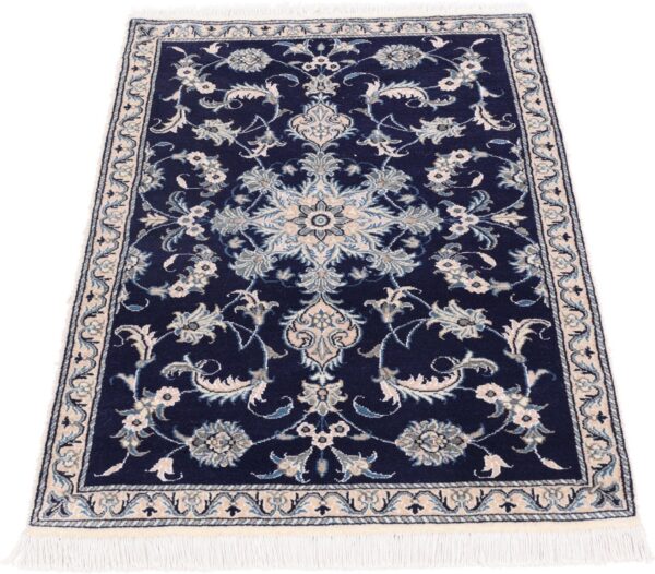 Nain Persian Rug 90 × 140 cm, Wool and Silk, Blue/Turquoise, hand-knotted — view 2
