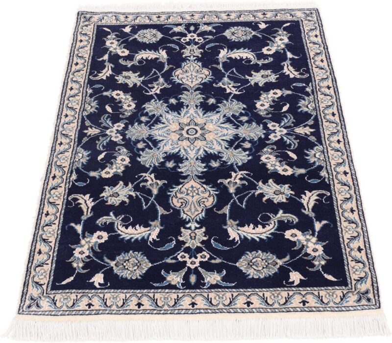 Nain Persian Rug 90 × 140 cm, Wool and Silk, Blue/Turquoise, hand-knotted — view 2