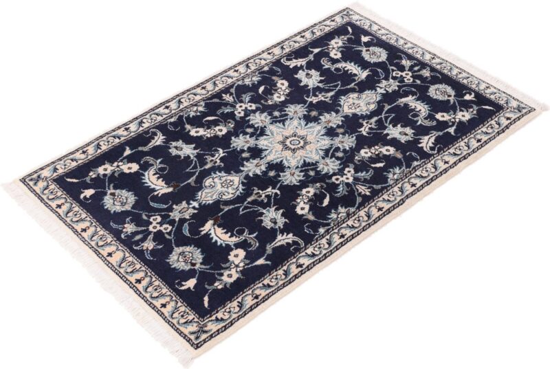 Nain Persian Rug 90 × 140 cm, Wool and Silk, Blue/Turquoise, hand-knotted — view 4