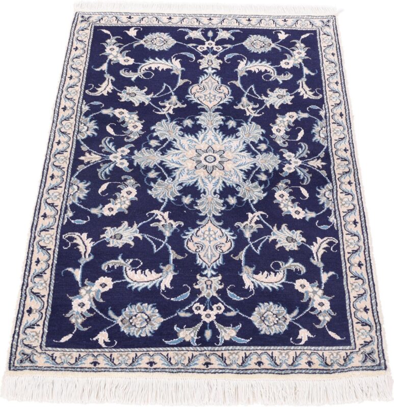 Nain Persian Rug 90 × 140 cm, Wool and Silk, Blue/Turquoise, hand-knotted — view 3