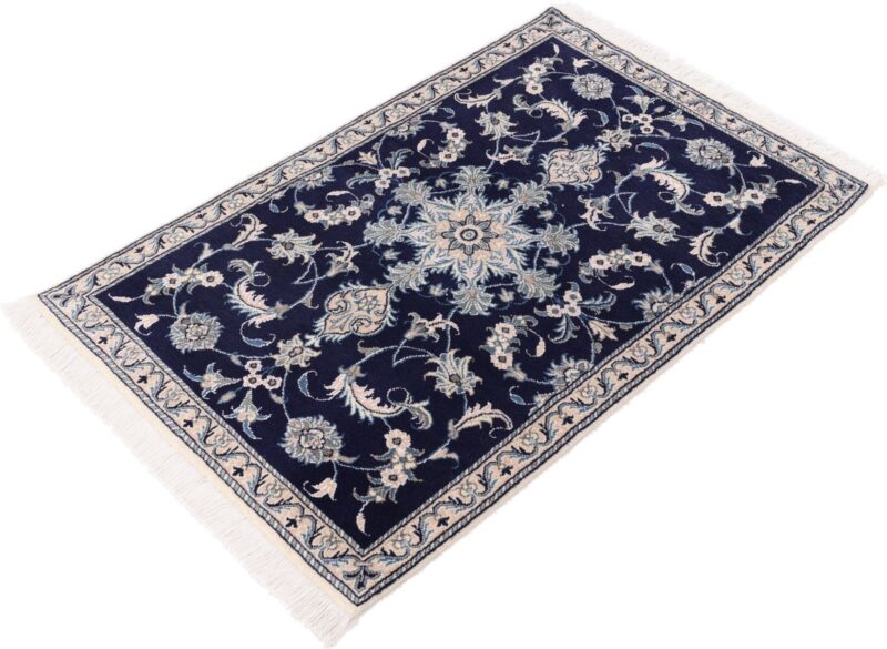 Nain Persian Rug 90 × 140 cm, Wool and Silk, Blue/Turquoise, hand-knotted — view 4