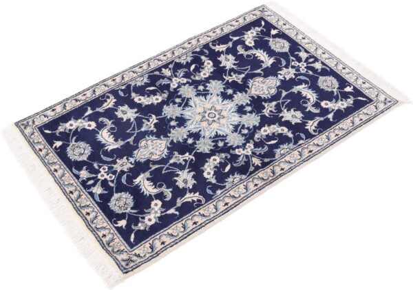 Nain Persian Rug 90 × 140 cm, Wool and Silk, Blue/Turquoise, hand-knotted — view 5