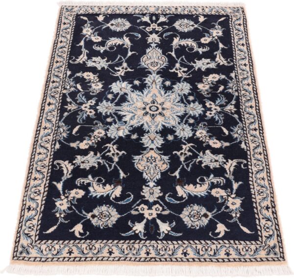 Nain Persian Rug 90 × 140 cm, Wool and Silk, Blue/Turquoise, hand-knotted — view 2