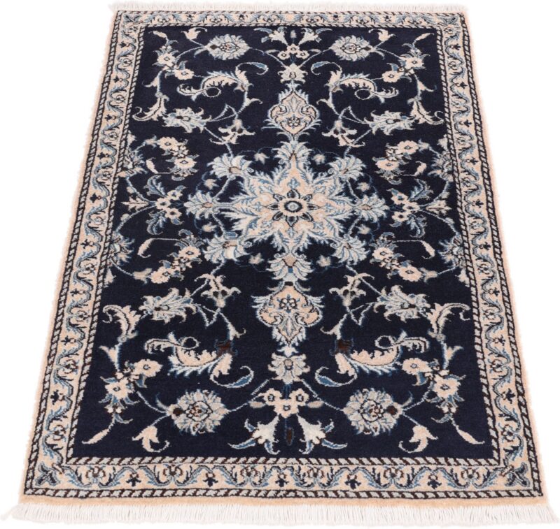 Nain Persian Rug 90 × 140 cm, Wool and Silk, Blue/Turquoise, hand-knotted — view 2