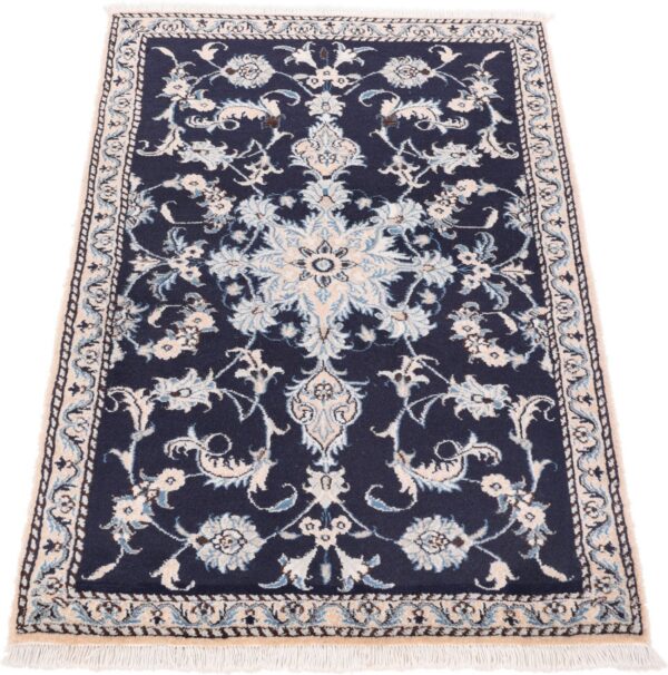 Nain Persian Rug 90 × 140 cm, Wool and Silk, Blue/Turquoise, hand-knotted — view 3