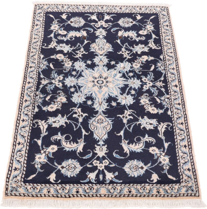 Nain Persian Rug 90 × 140 cm, Wool and Silk, Blue/Turquoise, hand-knotted — view 3
