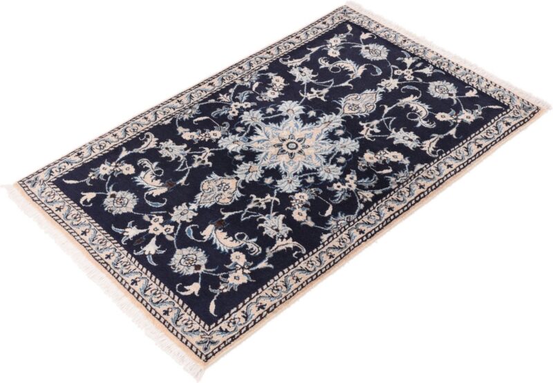 Nain Persian Rug 90 × 140 cm, Wool and Silk, Blue/Turquoise, hand-knotted — view 4