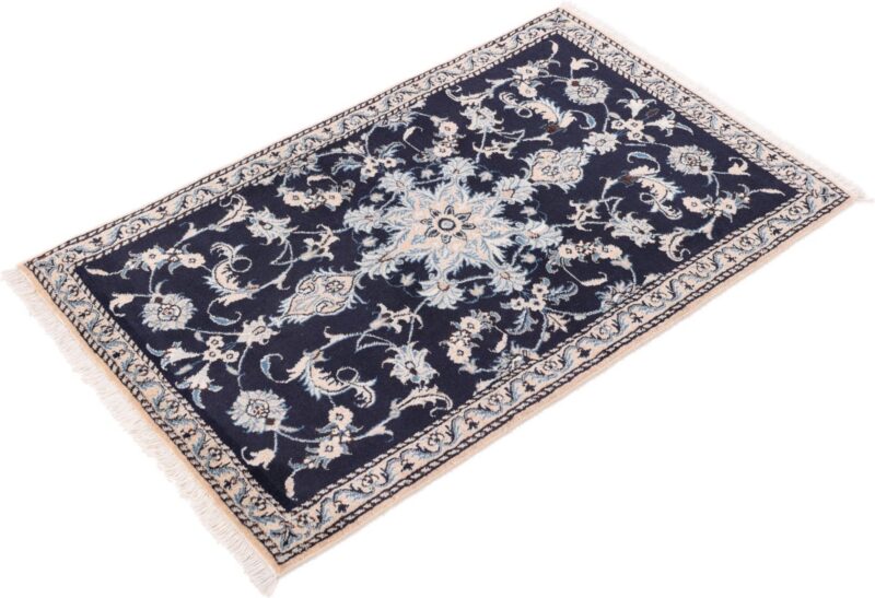 Nain Persian Rug 90 × 140 cm, Wool and Silk, Blue/Turquoise, hand-knotted — view 5