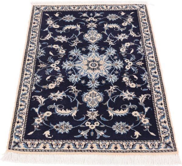 Nain Persian Rug 90 × 140 cm, Wool and Silk, Blue/Turquoise, hand-knotted — view 2