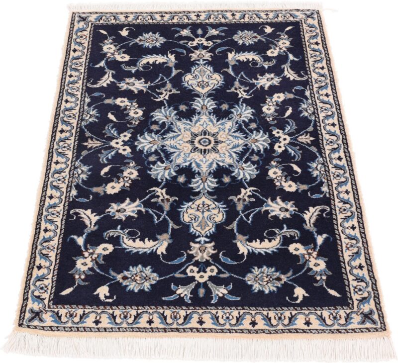 Nain Persian Rug 90 × 140 cm, Wool and Silk, Blue/Turquoise, hand-knotted — view 2