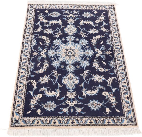 Nain Persian Rug 90 × 140 cm, Wool and Silk, Blue/Turquoise, hand-knotted — view 3