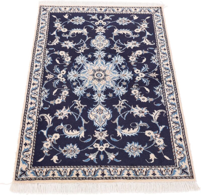 Nain Persian Rug 90 × 140 cm, Wool and Silk, Blue/Turquoise, hand-knotted — view 3