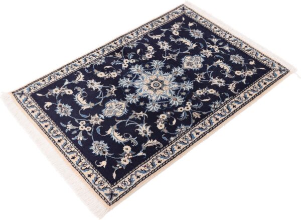 Nain Persian Rug 90 × 140 cm, Wool and Silk, Blue/Turquoise, hand-knotted — view 4