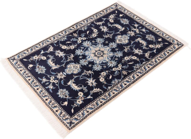 Nain Persian Rug 90 × 140 cm, Wool and Silk, Blue/Turquoise, hand-knotted — view 4