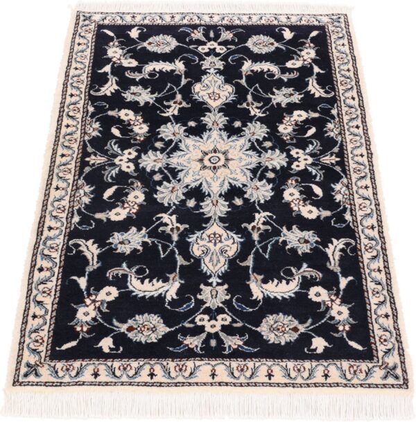 Nain Persian Rug 90 × 140 cm, Wool and Silk, Blue/Turquoise, hand-knotted — view 2