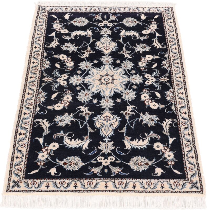 Nain Persian Rug 90 × 140 cm, Wool and Silk, Blue/Turquoise, hand-knotted — view 2