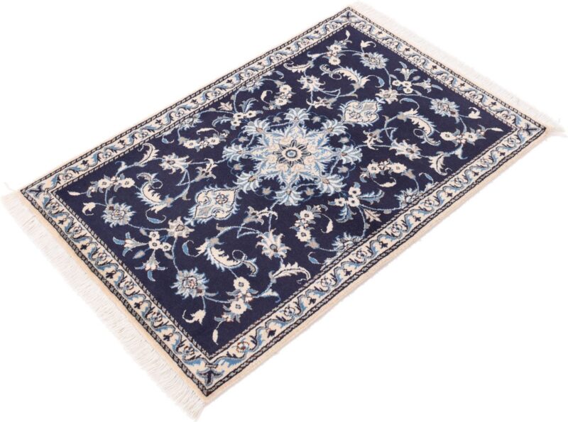 Nain Persian Rug 90 × 140 cm, Wool and Silk, Blue/Turquoise, hand-knotted — view 5