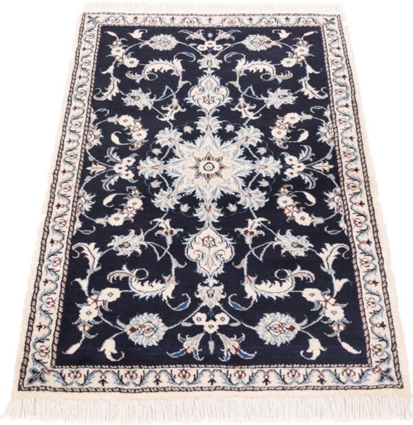 Nain Persian Rug 90 × 140 cm, Wool and Silk, Blue/Turquoise, hand-knotted — view 3