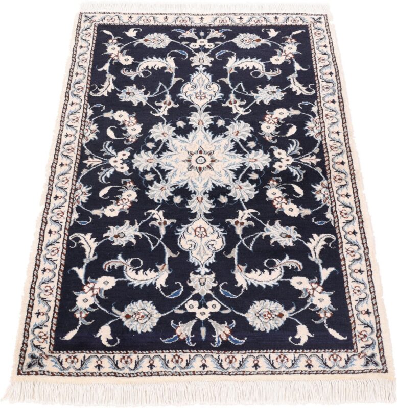 Nain Persian Rug 90 × 140 cm, Wool and Silk, Blue/Turquoise, hand-knotted — view 3