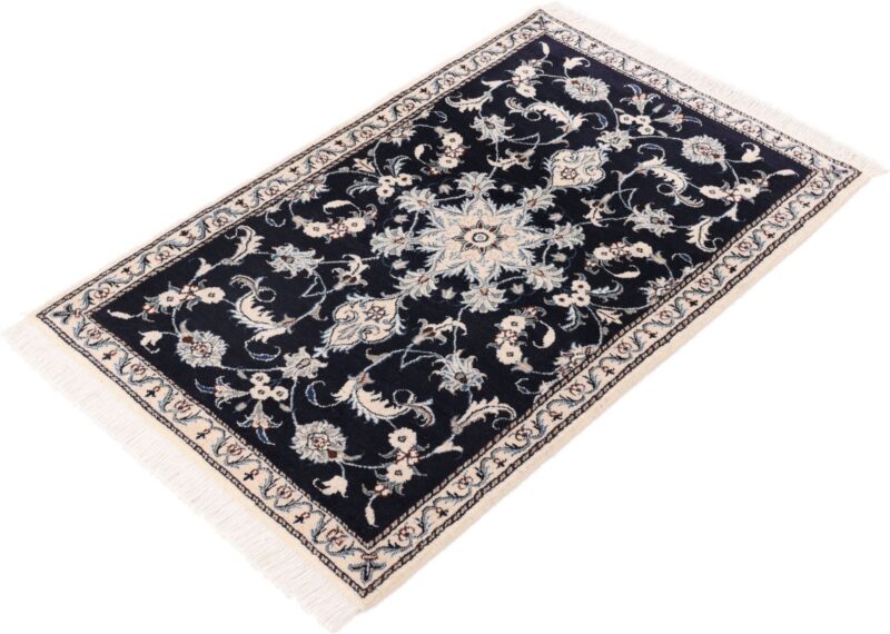 Nain Persian Rug 90 × 140 cm, Wool and Silk, Blue/Turquoise, hand-knotted — view 4