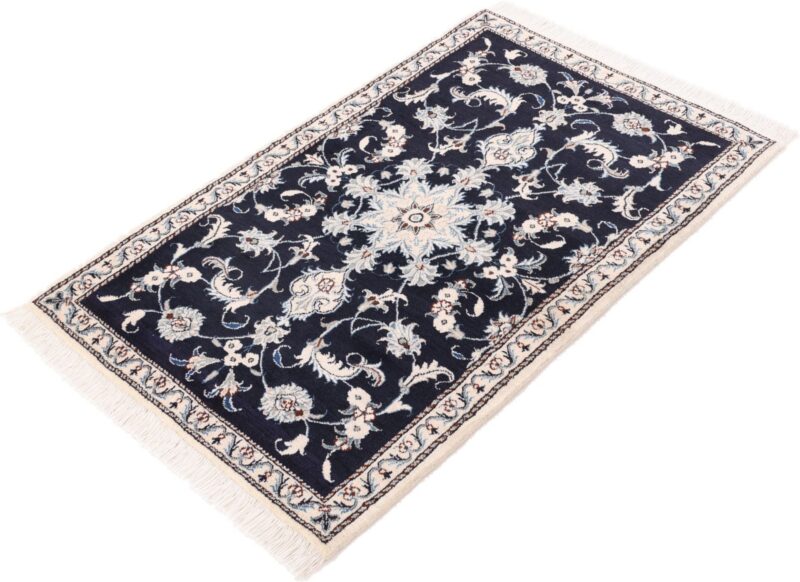 Nain Persian Rug 90 × 140 cm, Wool and Silk, Blue/Turquoise, hand-knotted — view 5