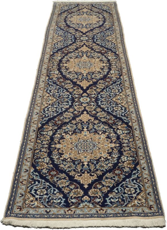 Nain Persian Rug 96 × 390 cm, Wool and Silk, hand-knotted — view 2