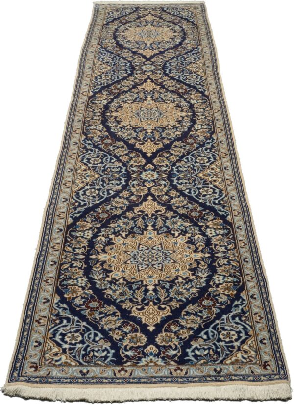 Nain Persian Rug 96 × 390 cm, Wool and Silk, hand-knotted — view 2