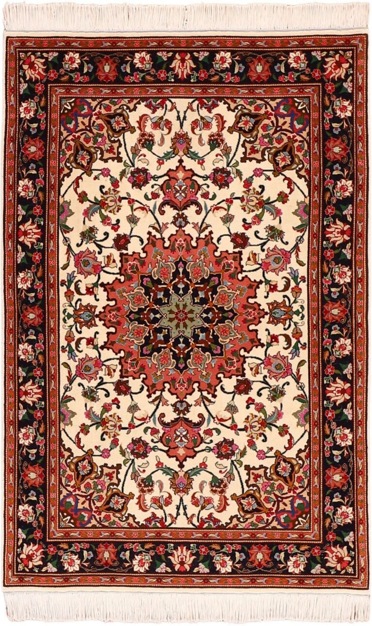 Tabriz Persian Rug 102 × 156 cm, Wool and Silk, hand-knotted