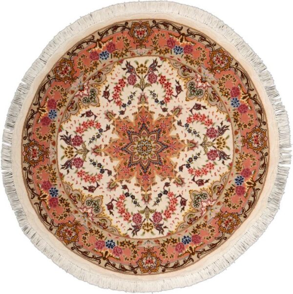 Tabriz Persian Rug 103 × 103 cm, Wool and Silk, hand-knotted
